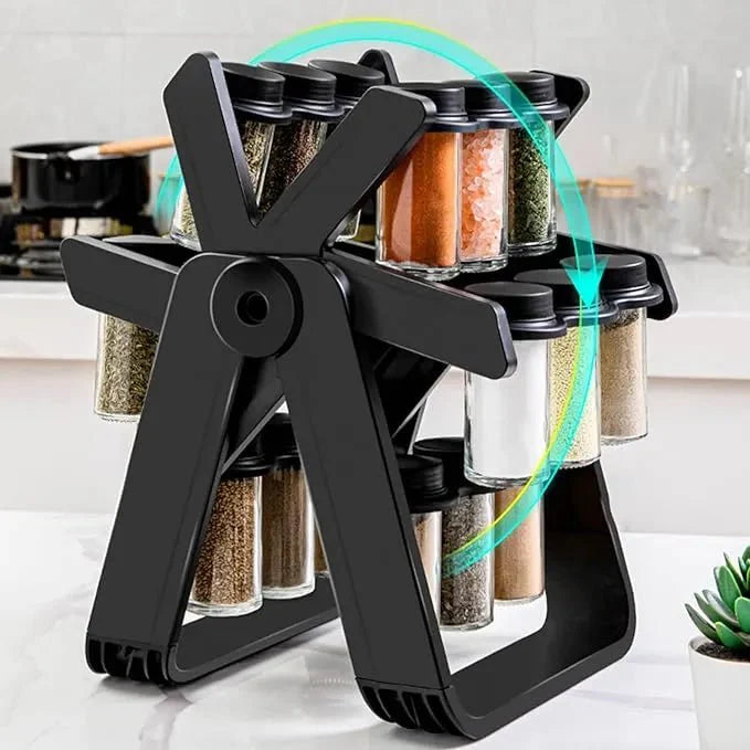 18 Jar Rotating Spice Rack 360 Degree Kitchen Organizer