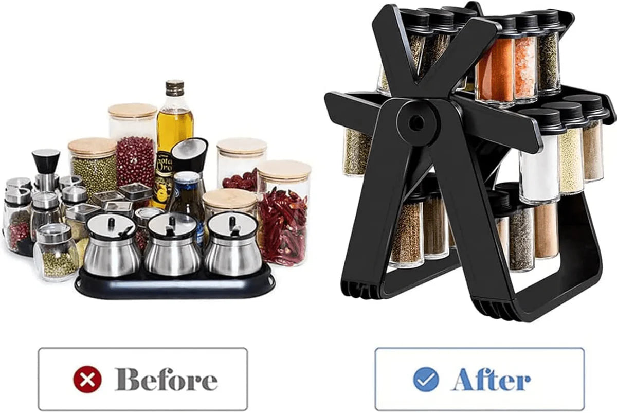 18 Jar Rotating Spice Rack 360 Degree Kitchen Organizer