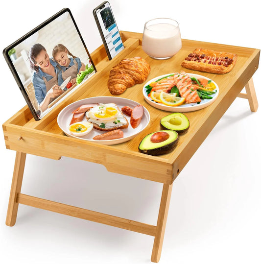 Bamboo Bed Tray Table Foldable Breakfast Laptop Desk