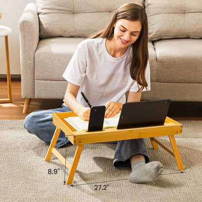 Bamboo Bed Tray Table Foldable Breakfast Laptop Desk