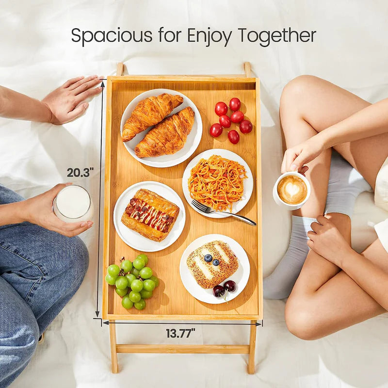 Bamboo Bed Tray Table Foldable Breakfast Laptop Desk