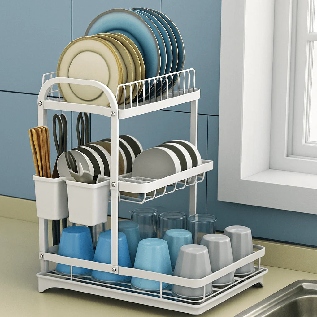 Multi Tier Kitchen Dish Rack | Plates Organizer